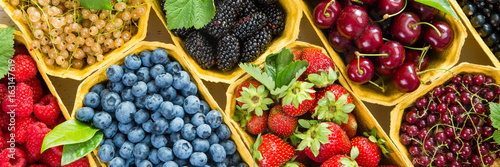 Fresh berries in baskets