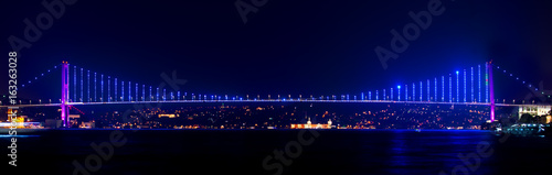 Illuminated Bosphorus bridge