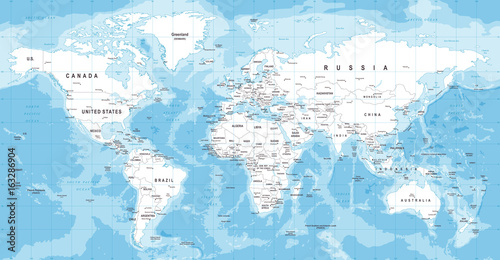 Mapa świata wektor Szczegółowa ilustracja mapy świata