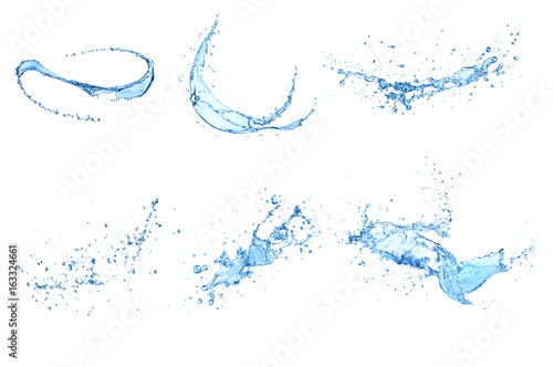 set water splashes collection isolated on white background