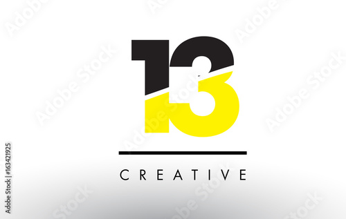 13 Black and Yellow Number Logo Design.
