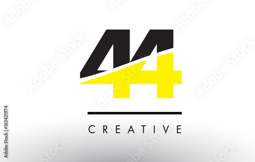 44 Black and Yellow Number Logo Design.
