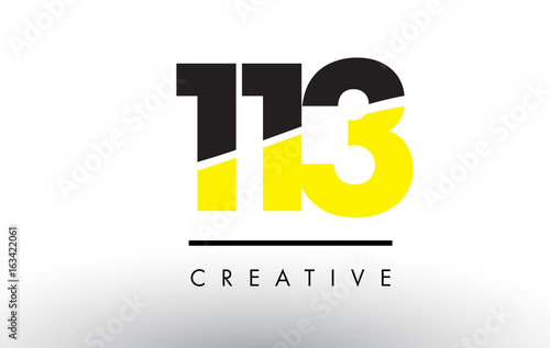 113 Black and Yellow Number Logo Design.