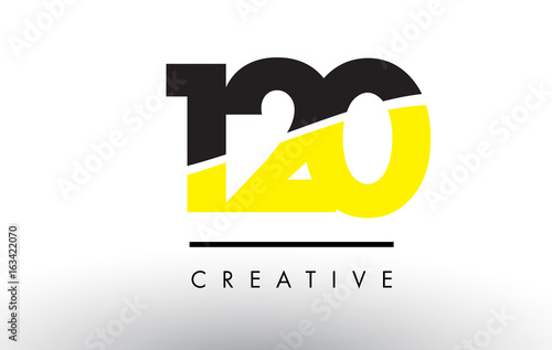 120 Black and Yellow Number Logo Design.