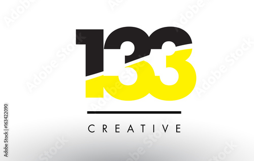 133 Black and Yellow Number Logo Design.