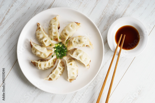 Gyoza dumplings.