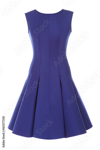 Little blue dress with rhinestones isolated on white