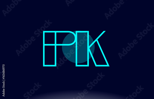 pk p k blue line circle alphabet letter logo icon template vector design