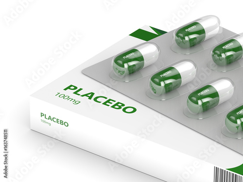3D render of placebo pills over white