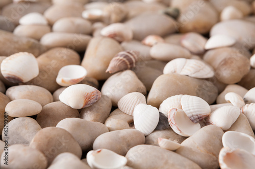 Sea pebbles background, natural seashore stones