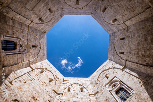 Castel del Monte, the famous castle built in an octagonal shape by the Holy Roman Emperor Frederick II in the 13th century in Andria. Apulia, southeast Italy