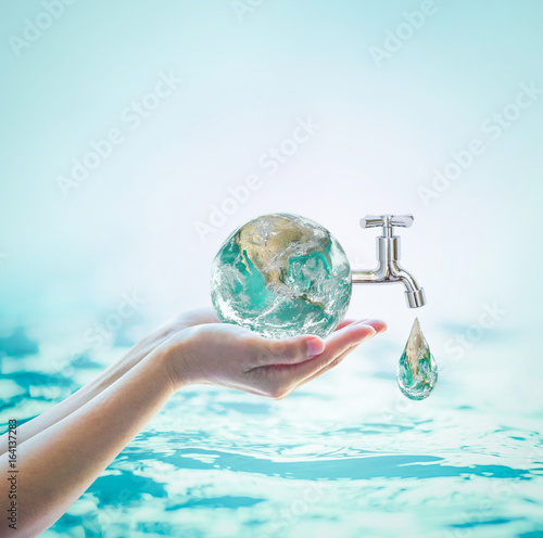 World water day, saving water campaign and environmental protection concept. Element of this image furnished by NASA