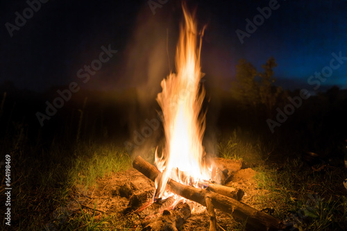 Big fire in orange bonfire