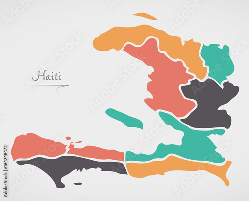 Haiti Map with states and modern round shapes