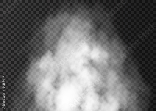 Realistic white smoke isolated on transparent background.