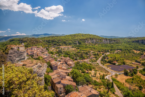 Village of Saignon with lavender field in the Luberon, Provence, France