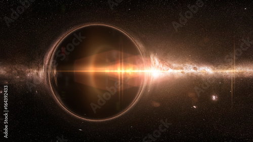 black hole with gravitational lens effect and the Milky Way galaxy 