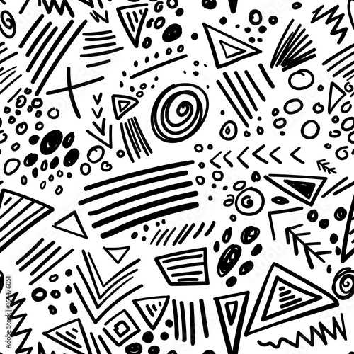 abstract marker black lines seamless pattern