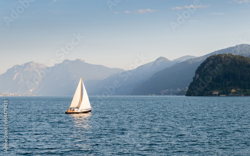 Yacht sails on Lake Como, Italy