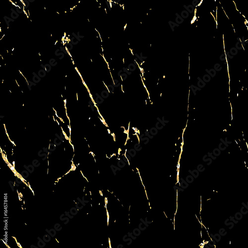 Seamless pattern. Marble texture with cracked gold foil. Patina. The elements of the gold scratches. Sketch surface to create distressed effect. Overlay distress grain. Holiday background. Vector.