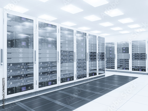 Server room. 3d rendering of data center