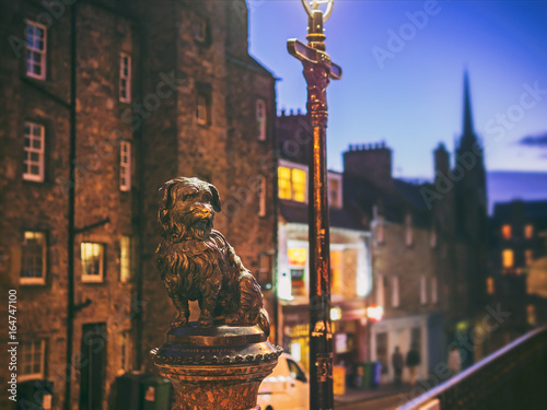 The statue of Greyfriars Bobby who spent 14 years guarding the grave of his owner until he died himself. Edinburgh, Scotland, UK