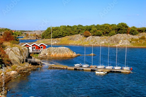 Styrsö island. View on a typical harbor in Göteborg archipelago - Sweden.