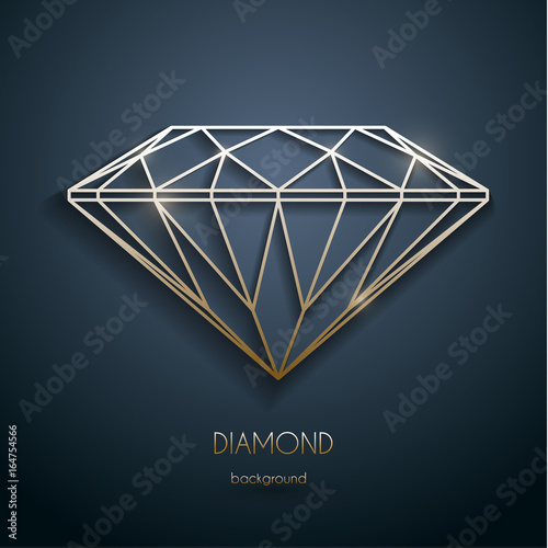 Abstract luxury template with gold diamond outlined shape - eps10 vector