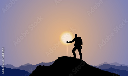 Explorer, Climber, Mountaineering, Mountaintop, Sunset