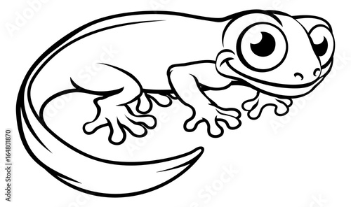 Newt or Salamander Cartoon Character