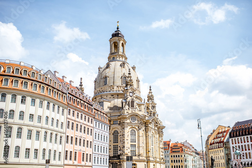 View on the famous church of Our Lady in Dresden city, Germany