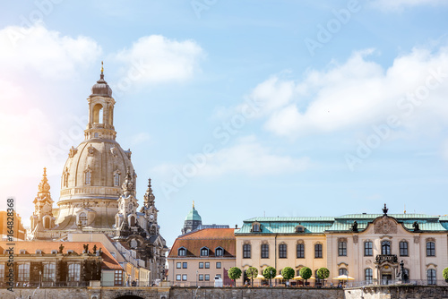 Cityscape view with dome of the church of Our Lady in Dresden, Germany
