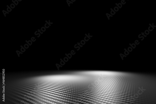  3d image of a carbon fiber textured background. no one around, dark shades and landscape format.
