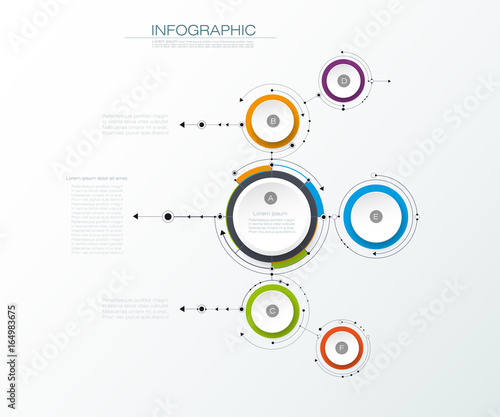 Vector abstract molecules with 3D paper label, integrated circles. Blank space for content, business, infographic template, diagram, network, web design. Social media connection technology concept