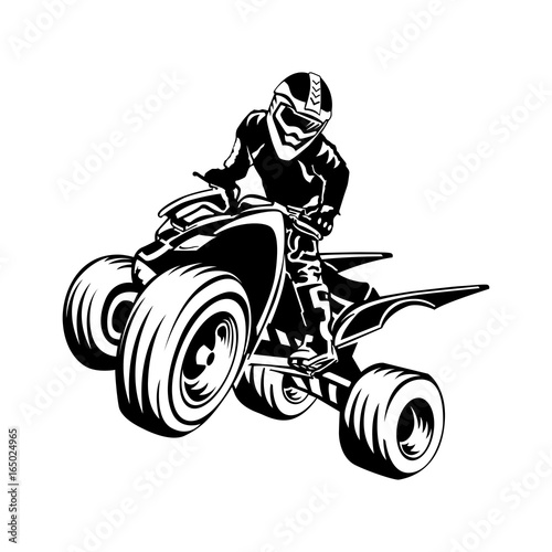 quad bike silhouette, ATV logo design on a white background.