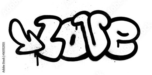 graffiti love word in black over white