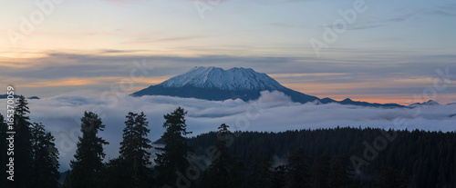 Blanket of Fog Below Mount Saint Helens in Washington state