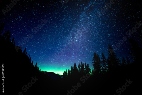Star gazing the Aurora Borealis at Moraine Lake in Banff National Park