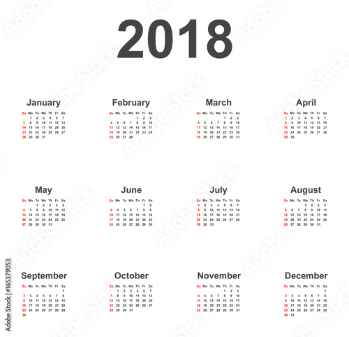 2018 calendar