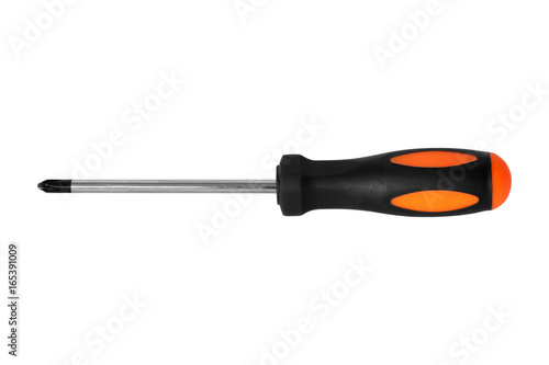 Old screwdriver isolated on white background
