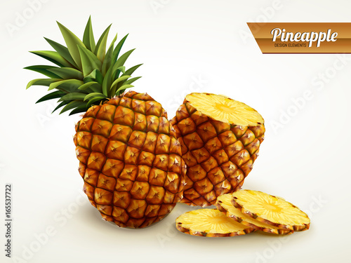 pineapple with sliced flesh