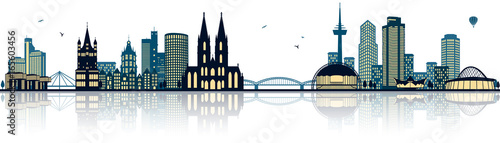 Köln Rhein Skyline Panorama Silhouette mit Kölner Dom