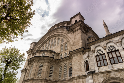 ISTANBUL,TURKEY- APRIL 17, 2017: Exterior view of of Nuruosmaniye Mosque. The mosque was commissioned from the order of Sultan Mahmut I beginning in 1748 and completed by Sultan Osman III in 1755