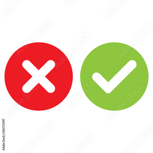 check mark and cross mark isolated vector