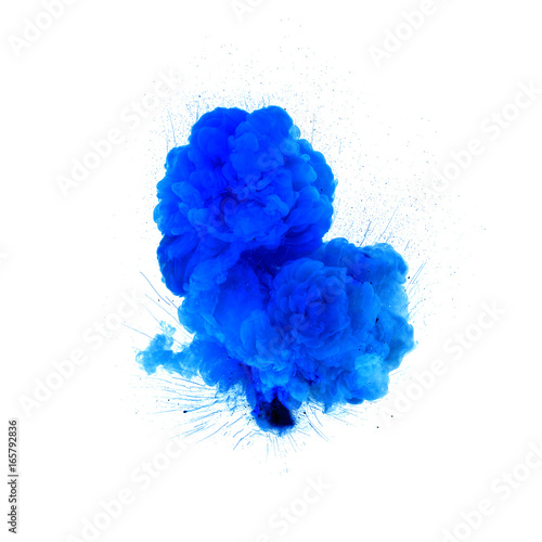 Abstract blue explosion with sparks isolated on black background