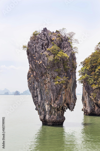 Khao tapu limestone island stand in andaman sea at phang nga bay in Thailand