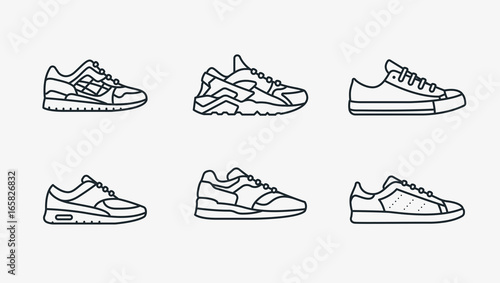 Sneaker Shoe Minimalistic Flat Line Outline Stroke Icon Pictogram Symbol