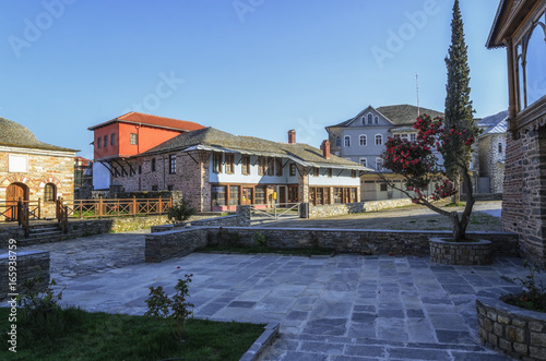 Building details in Karyes on Holy Mount Athos, Greece