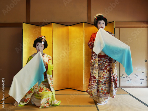 Niigata, Japan - Oct 29, 2015 : Geisha japan tradition dance show in tea ceremony