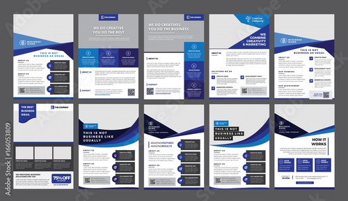 a bundle of 10 templates of a4 flyer template, modern template, in blue color, and modern design, perfect for creative professional business